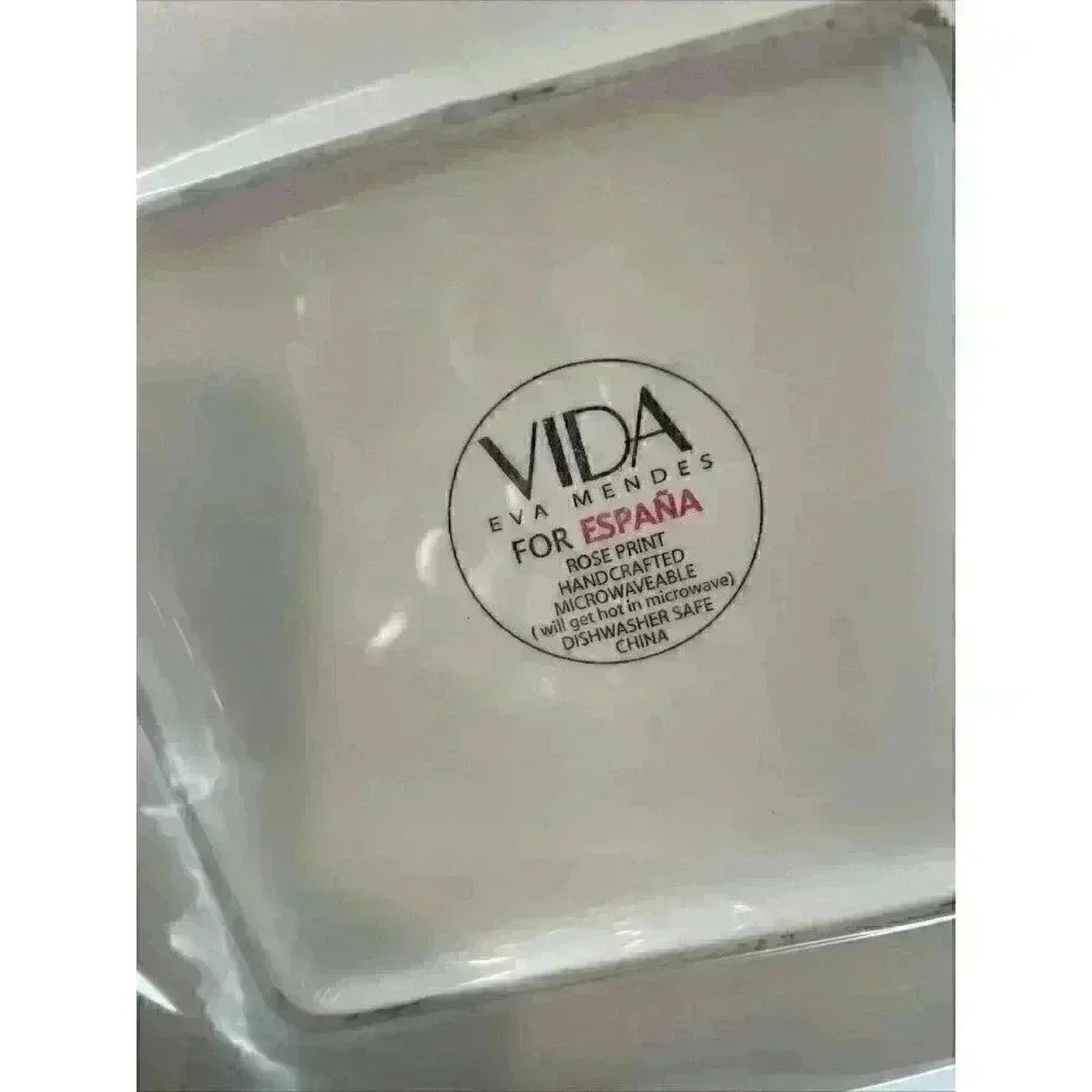 VIDA by Eva Mendes for ESPANA Rose Print Large Square Salad Plate 8.5" HTF Rare - Picture 5 of 5